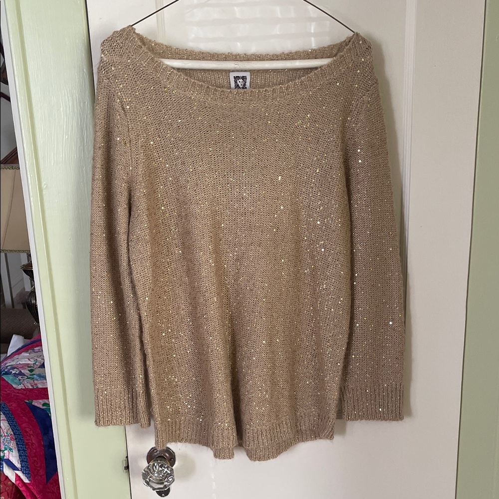 Anne Klein Gold Sequin Sweater
